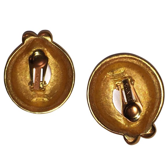 Large Fendi Earrings with Simulated Pearl Cabochon